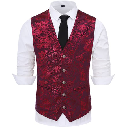 Slim-fit rood bedrukt vestgilet