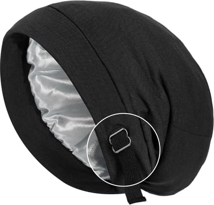 Satijnen Slaapmuts Verstelbaar - Satijnen Bonnet - Haarnetje - Zwart