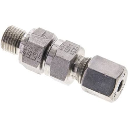 6S (M14x1.5) & G1/4'' Regeling-Uit RVS Terugslagklep Snijring Buitendraad 1-400 bar ISO 8434-1