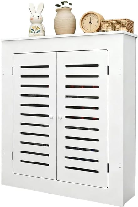 Radiatorbekleding Kastplank - Verwarming Beschermer - Interieur Verbeteren - Met 2 Deuren - L60xH60cm - Wit