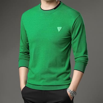 Pull à manches longues et col rond pour homme, style coréen, décontracté, tendance, printemps 3XL green