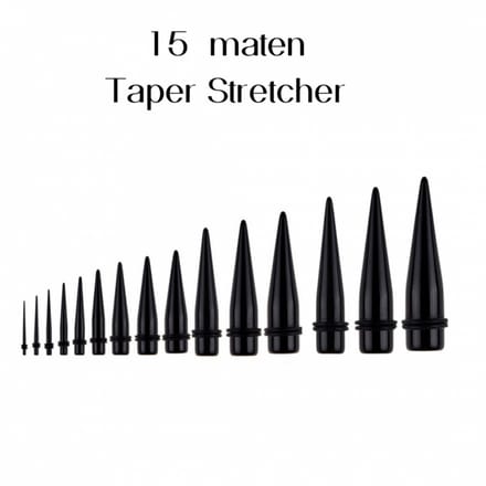 15 maten Taper stretcher 1.6 mm- 22 mm - Charme Bijoux
