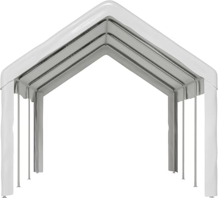 Garagetent 3x6 m Voertuigtentgarage met Dubbele Roldeur Wit