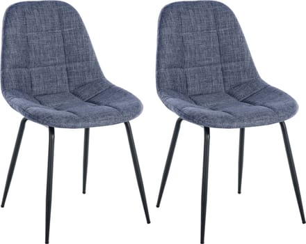 CLP Tom Set van 2 Eetkamerstoelen - Zonder armleuning - Fauteuil - blauw Stof