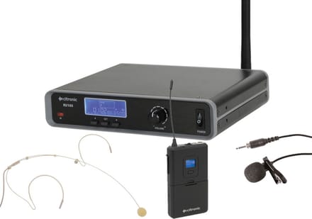 Citronic RU105-N draadloos UHF-systeem 1 kanaal met headset en dasspeldmicrofoon, 81 frequenties