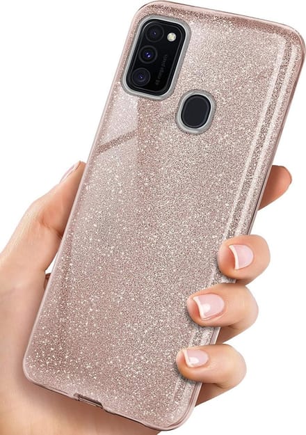 HB Hoesje Geschikt voor Samsung Galaxy A20S - Roze - Glitter Back Cover