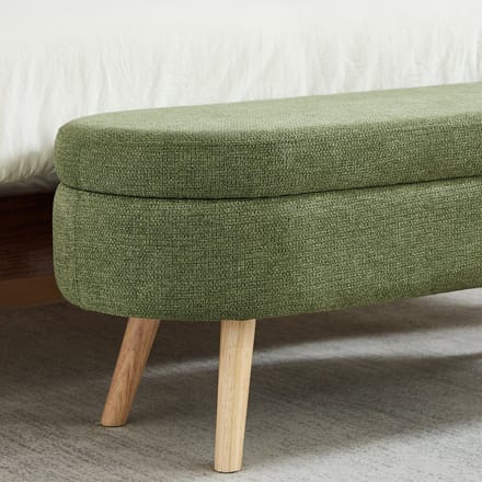 Groene schoenbank MDF chenille stof voor hal 110×40×42cm