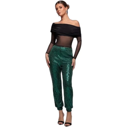 Damesbroek Goddiva Sequin Cuffed Ankle