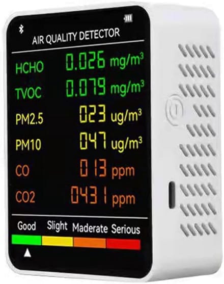 Luchtkwaliteitsmonitor 6 in 1 - Kooldioxide, Temperatuur en Vochtigheid Detector