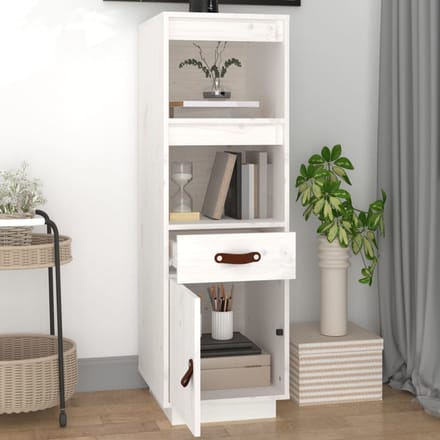 vidaXL - Hoge - kast - 34x40x108,5 - cm - massief - grenenhout - wit