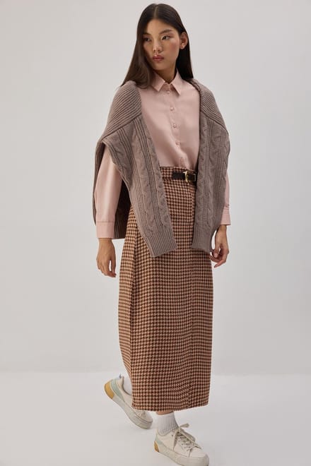 Touché Privé - Tweed rok met elastische taille - Terracotta - Dames