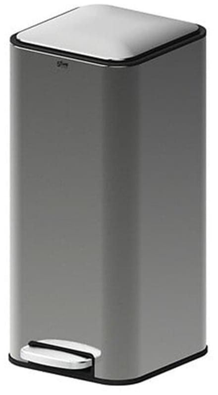 5Five Prullenbak/pedaalemmer Delta - titanium - metaal - 30 liter - 35 x 29 x 63 cm - keuken afvalbak - vierkant