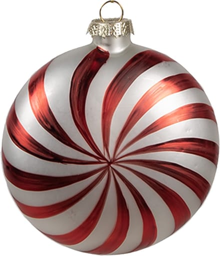 Clayre & Eef Kerstbal Overig 8x3x8 cm Rood Wit Glas Kerstballen