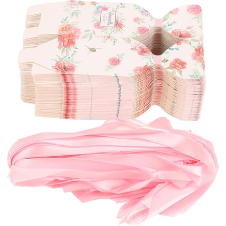 50 Set Huwelijksbedankdoosjes Bloemenpatroon Retro Stijl Eenvoudig te Monteren Snoepdoosjes Bedankjes met white