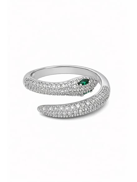 AVANT-GARDE PARIS Wrapring - Statement - Serpent - Rhodium Plated - Pavé-set Steentjes - Sculpturaal Design