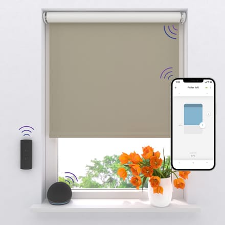 DTCH® Elektrisch Rolgordijn Verduisterend - Easy - Cement - 110 x 190 cm - Motionblinds CMD-02-P