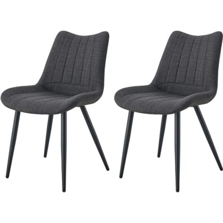 Anthracite stoel set van 2 - Moderne 4-foot eetkamerstoel met quilted rug - 53cm