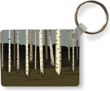 Sleutelhanger - Een illustratie van een bos met berken - Uitdeelcadeautjes - Plastic