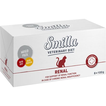 24x100g Smilla Veterinary Diet Mixpakket Renal Kip + Rund Katten natvoer