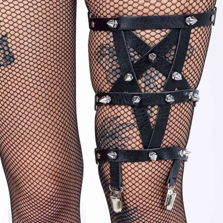 Heartless - Pentagram Thigh Beenharnas - Zwart