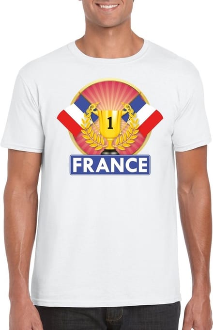 Wit Frans kampioen t-shirt heren - Frankrijk supporters shirt S