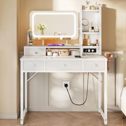 Kaptafel 100cm met Verstelbare Vierkante Spiegel en LED Verlichting