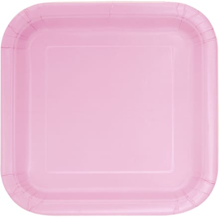 UNIQUE - 14 lichtroze vierkante kartonnen borden 22 cm voor een pastelfeest