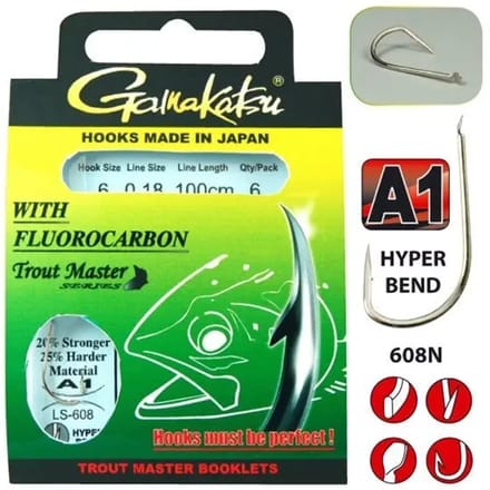 Gamakatsu Trout Master Fluorocarbon LS-608 Nickel H8 0.16mm 100cm