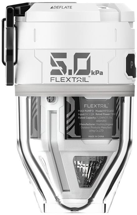 FLEXTAIL MAX PUMP 3 - Hoge snelheid 2-in-1 oplaadbare luchtpomp en zaklamp lichtgewicht kleur WIT.