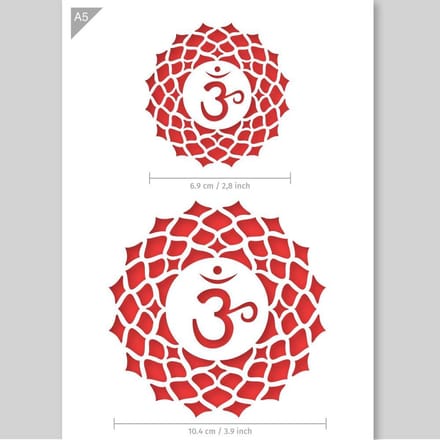 QBIX Ohm Chakra sjabloon - Sahasrara Sjabloon A5 Formaat Kunststof - Chakra diameter is 8cm
