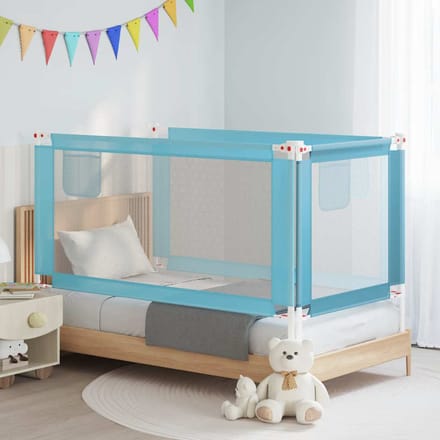 Barrière de sécurité pour lit d'enfant Bleu 160 x 25 cm Tissu