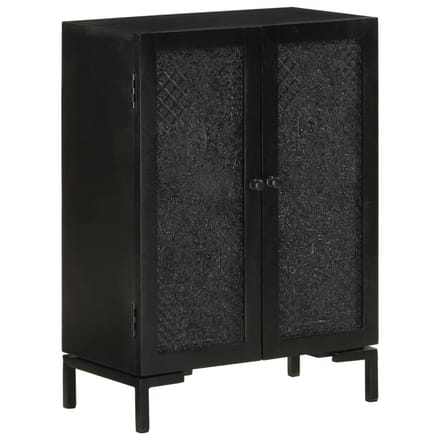 vidaXL - Dressoir - 55x30x77 - cm - massief - mangohout - en - ijzer - zwart