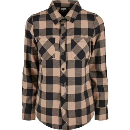 Urban Classics - Turnup Checked Flanell Blouse - M - Zwart/Creme