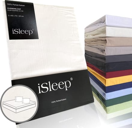 iSleep Perkal Kussenslopen (2 stuks) - 100% Perkal Katoen - 60x70 cm - Wit