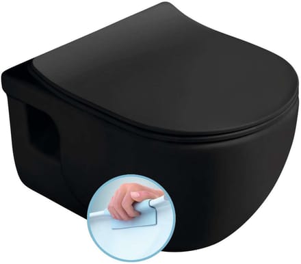 Sapho Brilla - Hangend toilet, Rimless, mat zwart 100614-110