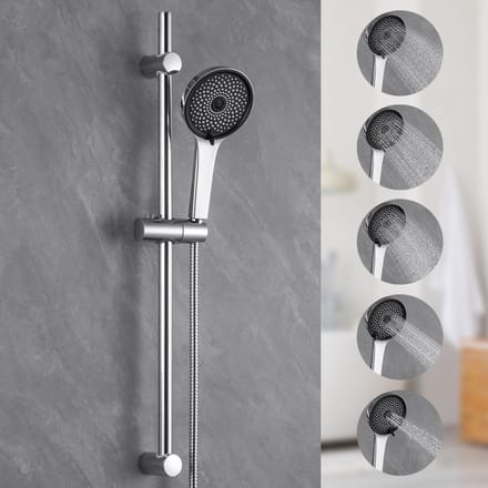 DERW MAX Doucheset met Handdouche - 71 cm Glijstang - Handdouche Ø 12cm - 5 standen - Chroom