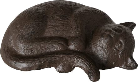 Beeld slapende poes bruin gietijzer 16 cm