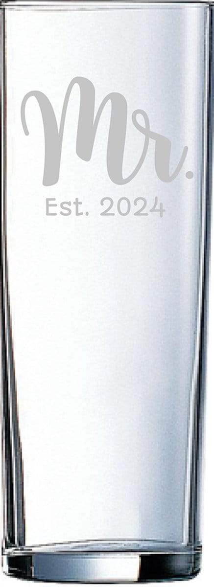 Gegraveerde longdrinkglas 31cl Mr. Est. 2024