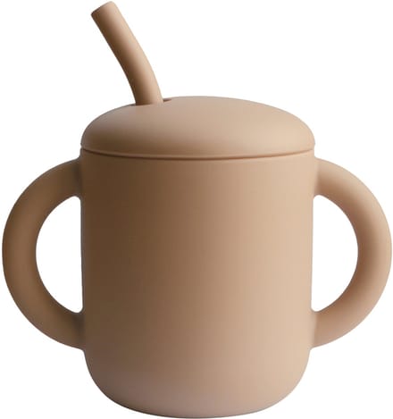 Mushie - Oefenbeker met Deksel en Rietje - Oefenbeker - Natural