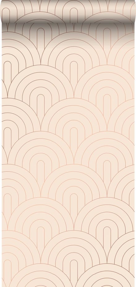 ESTAhome behang art deco bogen licht perzikroze en roségoud - 53 cm x 10.05 m - 139216