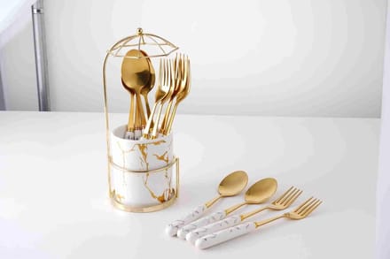 MONOO Bestekset - 12 delig - Wit / Goud