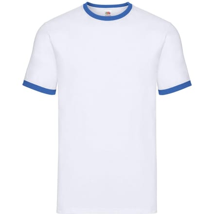 Fruit of the Loom Heren Ringer T-Shirt (Wit/royaal blauw)