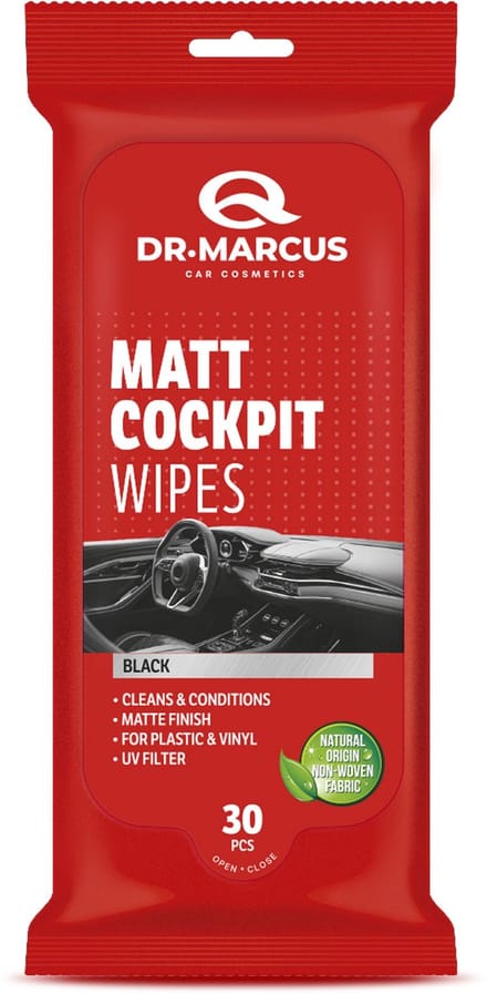 Dr. Marcus Titanium Line Matt Cockpit Wipes - 30 stuks dashboard reinigingsdoekjes - Black