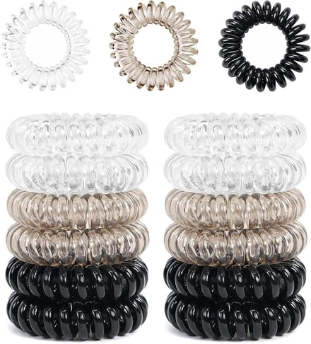12 Stuks Spiral Haarbanden voor Vrouwen en Meisjes, Plastic, Elastisch en Comfortabel