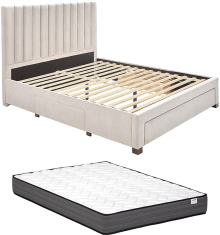 Vente-unique Bedframe stof beige 180 x 200 cm (Super King Size Bed)