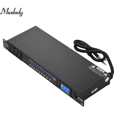 Muslady VS-1028 10-uitgangen Rack Mount Power Sequence Controller Conditioner Overspanningsbeveiliging Power zwart