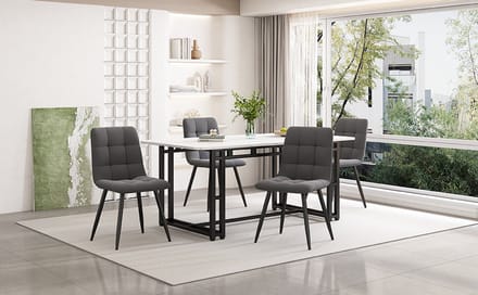 140x80 cm luxe eettafel - 1 stuk - moderne rechthoekige eettafel met zwarte tafelpoten