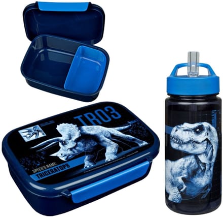 Jurassic World lunchset; lunchbox en drinkfles