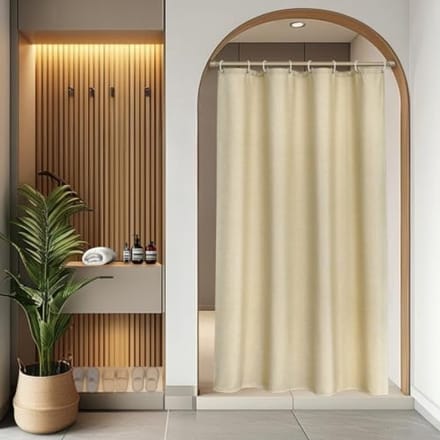 Omgoods - Beige Waterdicht Douchegordijn 120 x 200 cm met Linnen Textuur