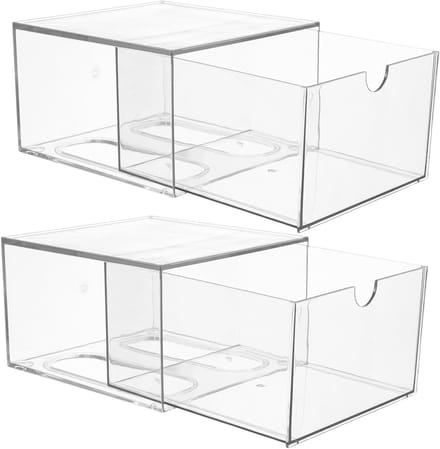 Make-up Organizer - Opbergdozen - Bureau Organiseren - Stapelbaar Ontwerp - 2 Stuks - Transparant
